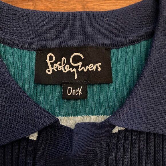 Green and Blue Striped Collared Sweater - Picture 6 of 7